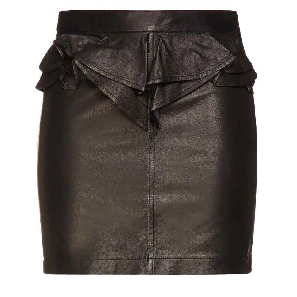 IRO Calassa ruffled leather mini skirt Size FR 38, US 6
